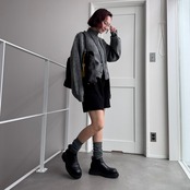 チョーカー紐付モヘアニットCD/チャコール