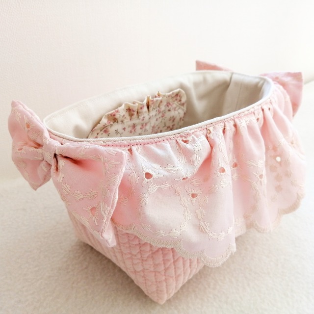 布バスケット　リトルプリンセス ピンク