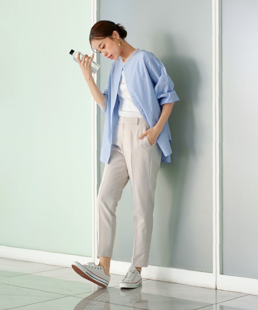 オフィスもフォーマルも軽キレイ 【 洗濯機で洗える 】 杢調テーパード