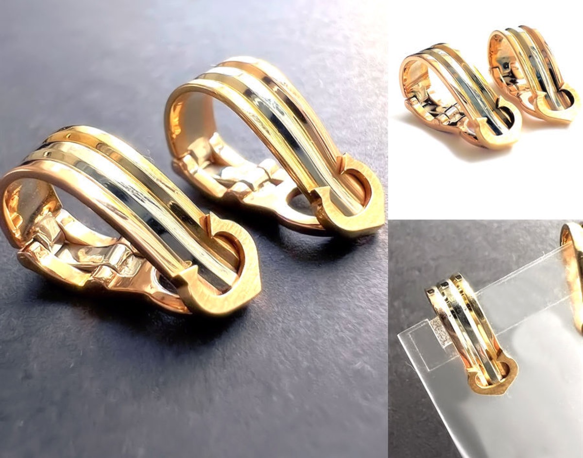 CARTIER カルティエ 2C イヤリング K18 YG PG WG スリーカラー 