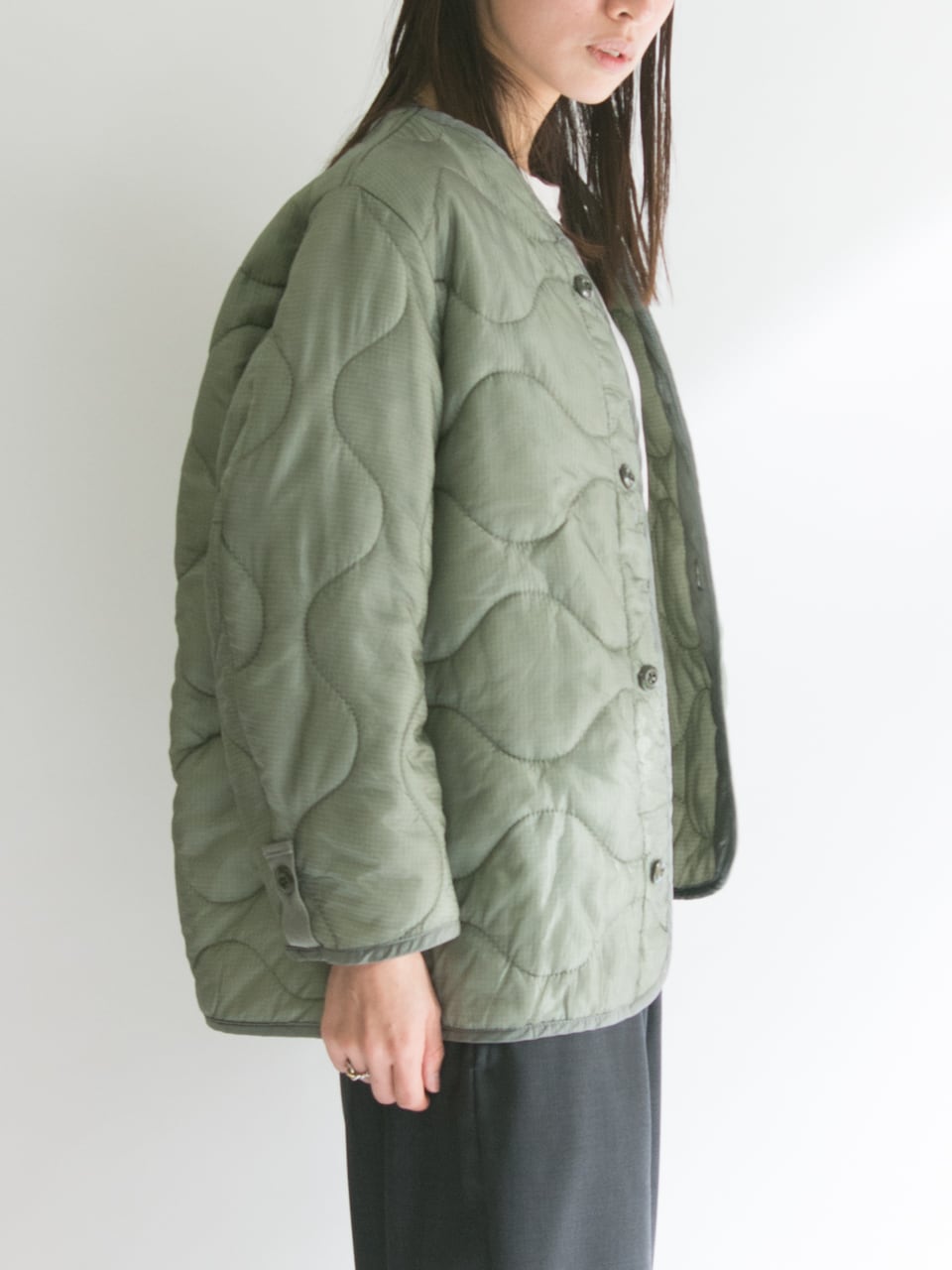 【DEAD STOCK】US Military Cold Weather Coat Liner（デッドストック ミリタリー キルティングライナージャケット グレーカーキ）