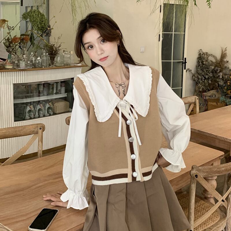 スタイルVネックニットスプリングオータムセーター 春物 秋物 試着室95368315662