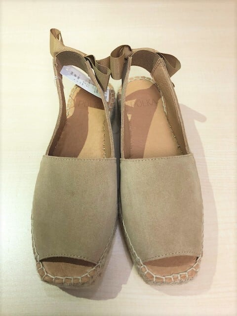 POLKA (ポルカ)809PL Col.Arena (SandBeige) 牛革(スエード)ウエッジソールエスパドリュ後ろリボン付 スペイン製