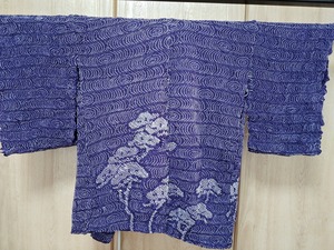 未仕立て　絞り　羽織　紫　松