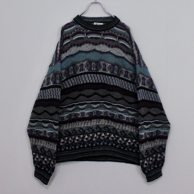 【Caka act2】"BOSS" Multi Color Vintage Pullover Knit