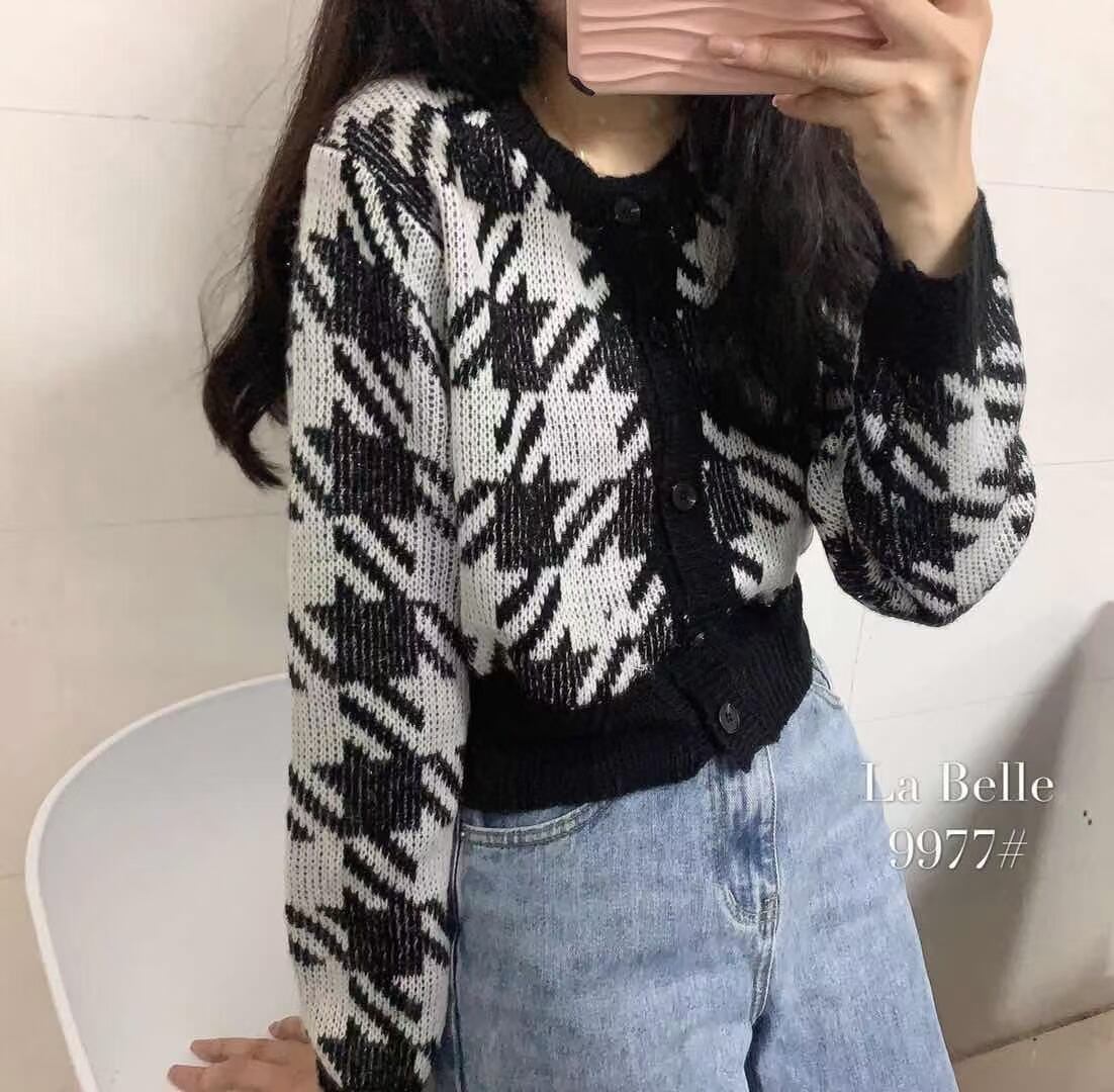 千鳥格子カーディガン　AJ1102-9977