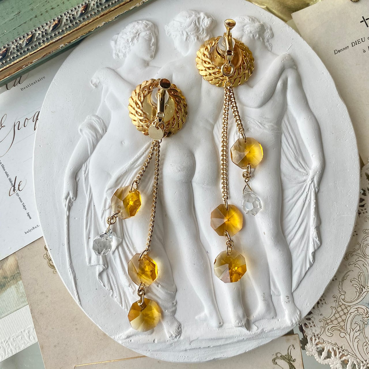 maruo vintage jewelry シャンデリア　ピアス