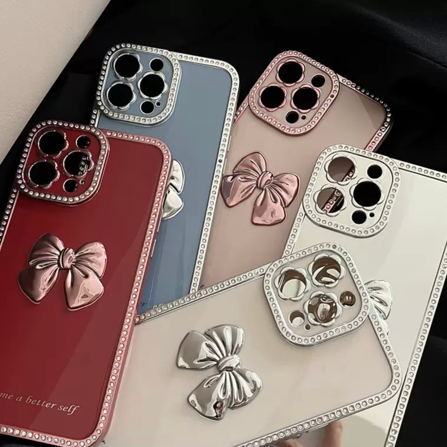 ガーリースマホケース Iphone ケース リボン ラインストーン キュート 映える カジュアル アクセント Lamitte Deco トレンド 韓国ファッション ショップ Base店