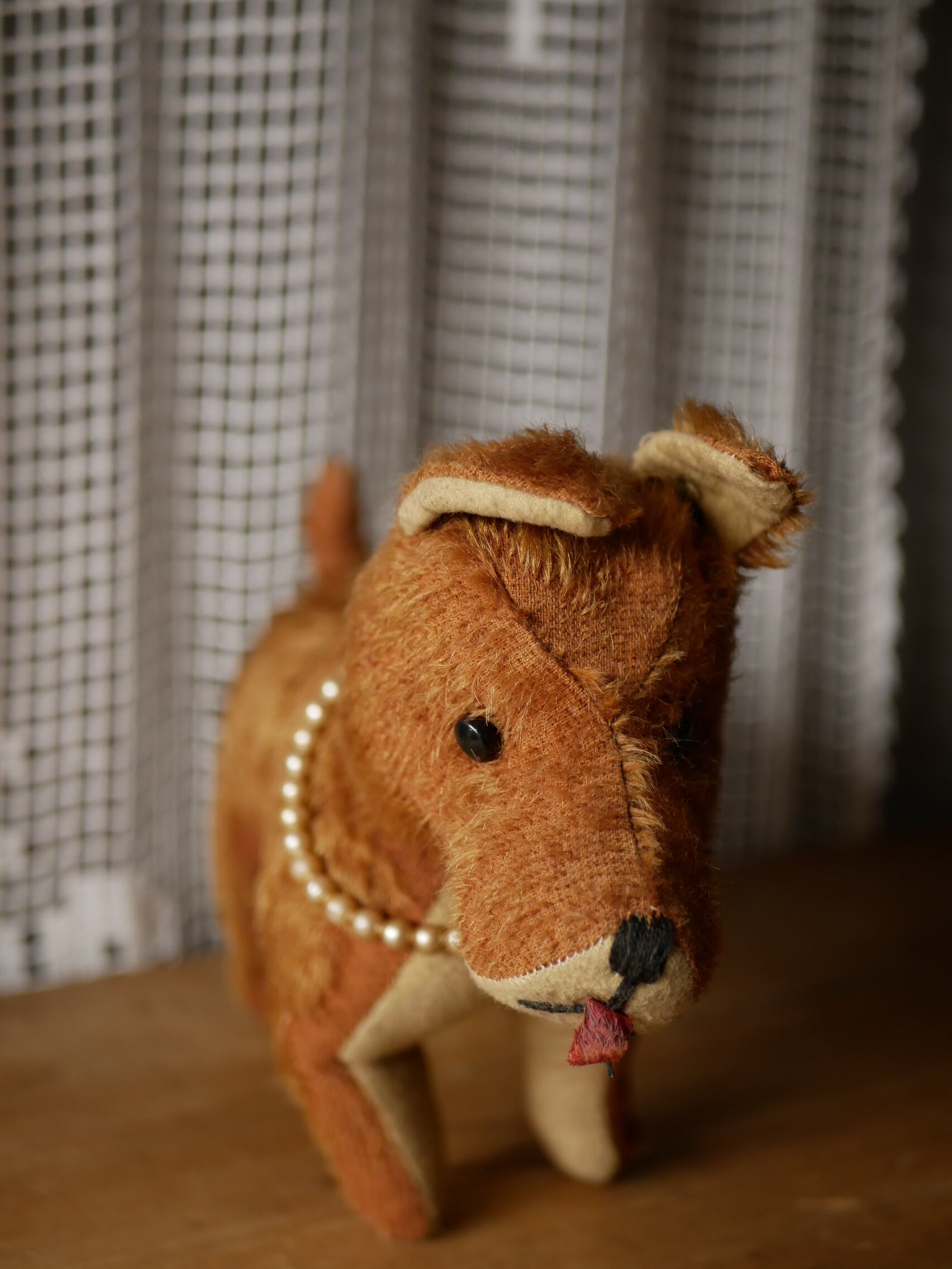 お洒落な犬 フランスアンティーク ぬいぐるみ ブロカント アンティーク