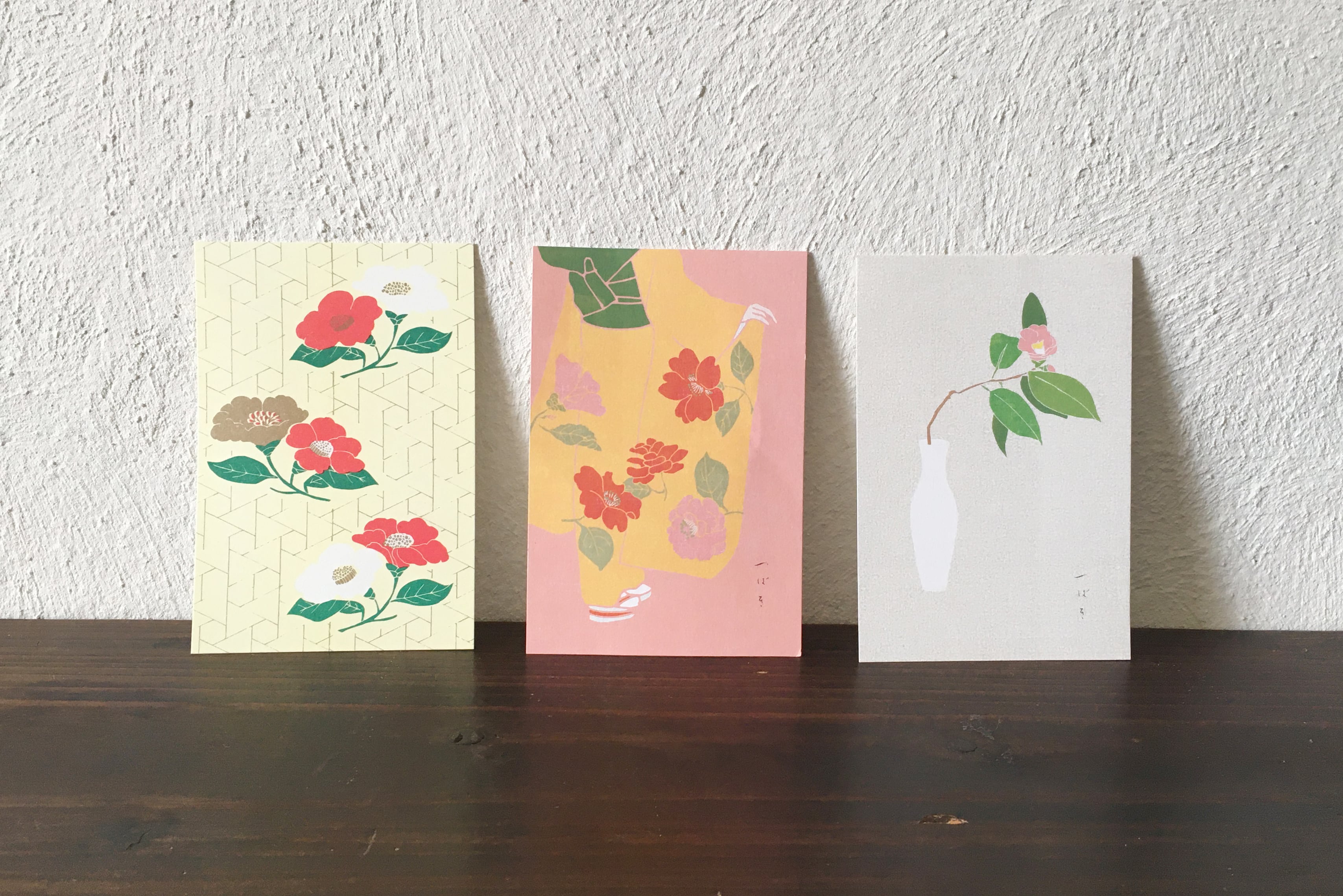 絵葉書「椿」柄 3枚組 | 西染物店 | Online shop