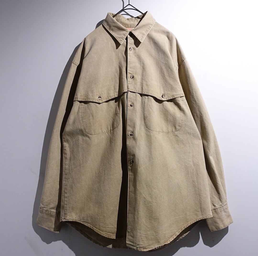 90s Beige Western York Design Duck Shirt