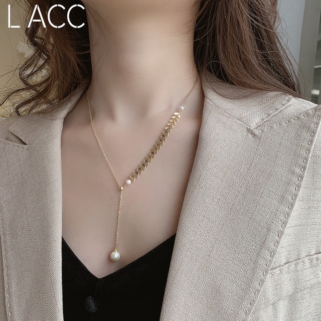 パールネックレス チェーン ショート レース アジャスタブル 真珠 LACC4059643933