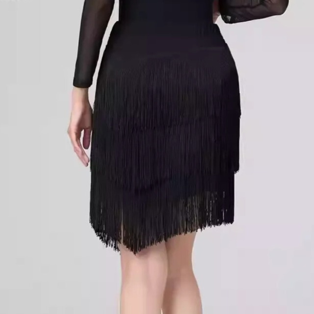 フリンジ ミディアム タイト ダンススカート ds1123