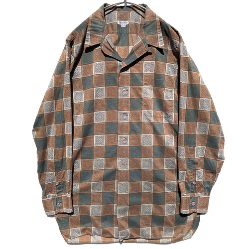 [Machin --Los Angeles] Vintage Batik Pattern Open Color Cotton Shirt [1960s-] Vintage Cotton Shirt