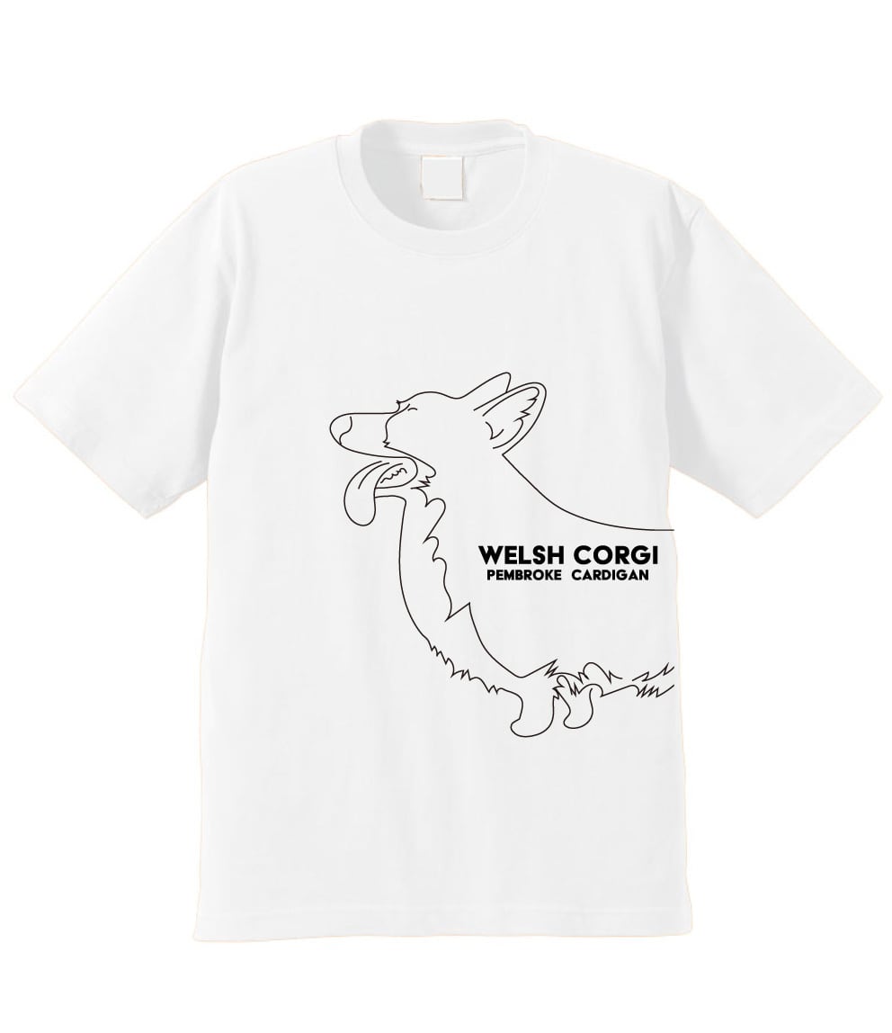 デザインNO.198 : プレミアムT シャツ 6.2oz コーギー線画イラスト