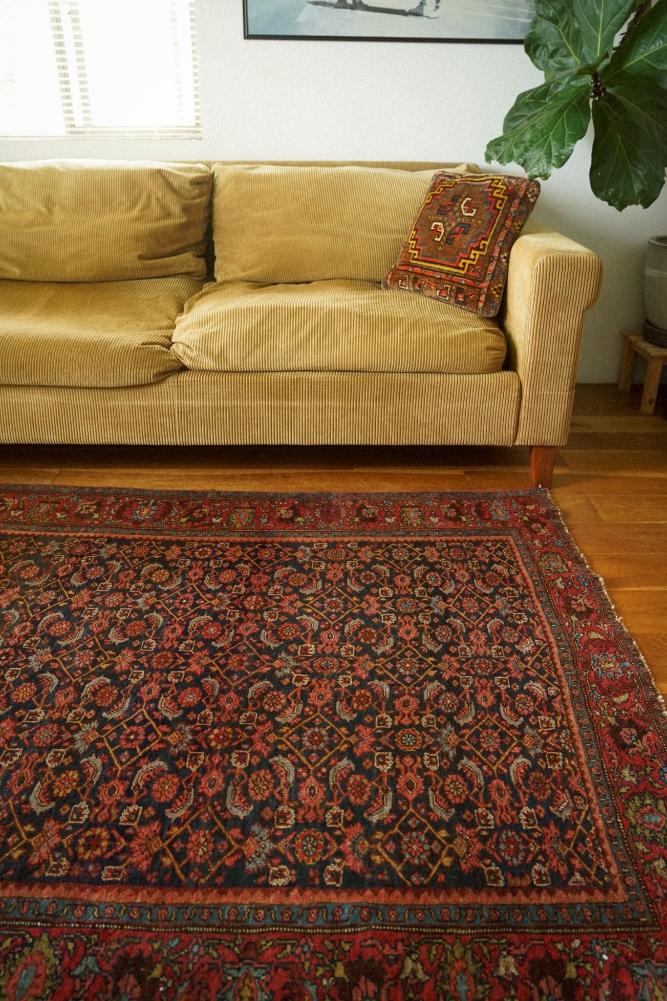 2276-Semi Antique Persian Malayer rug | 手織りのヴィンテージラグ