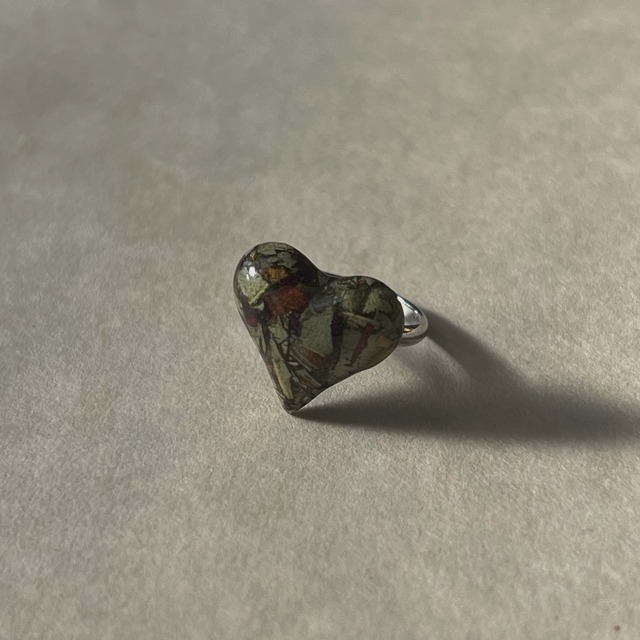 Flower Heart Ring -GREEN- pinky ring