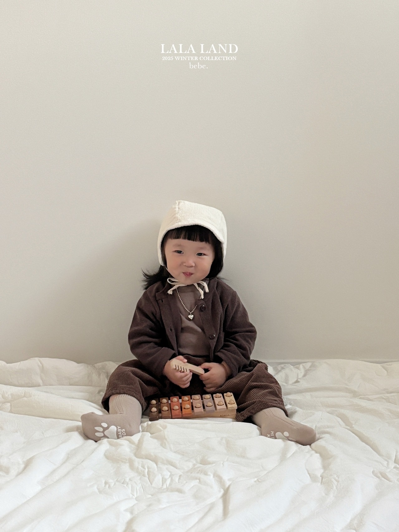 LALALAND 25/WI(Baby)Peach ribbed cardigan