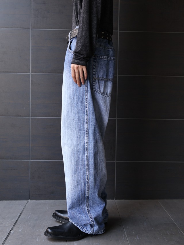 straight washed denim pants