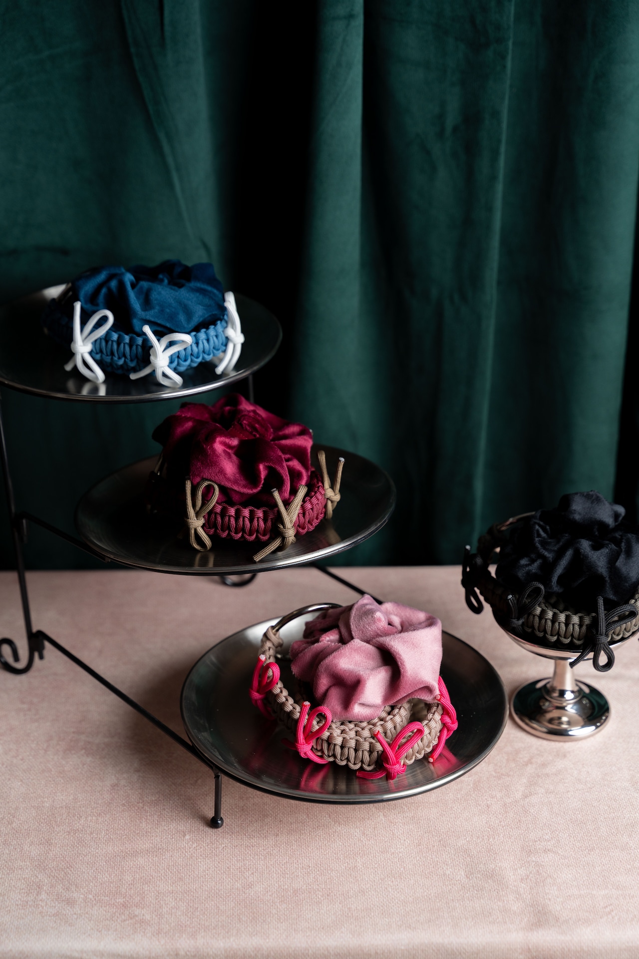 3way velour strap Pink