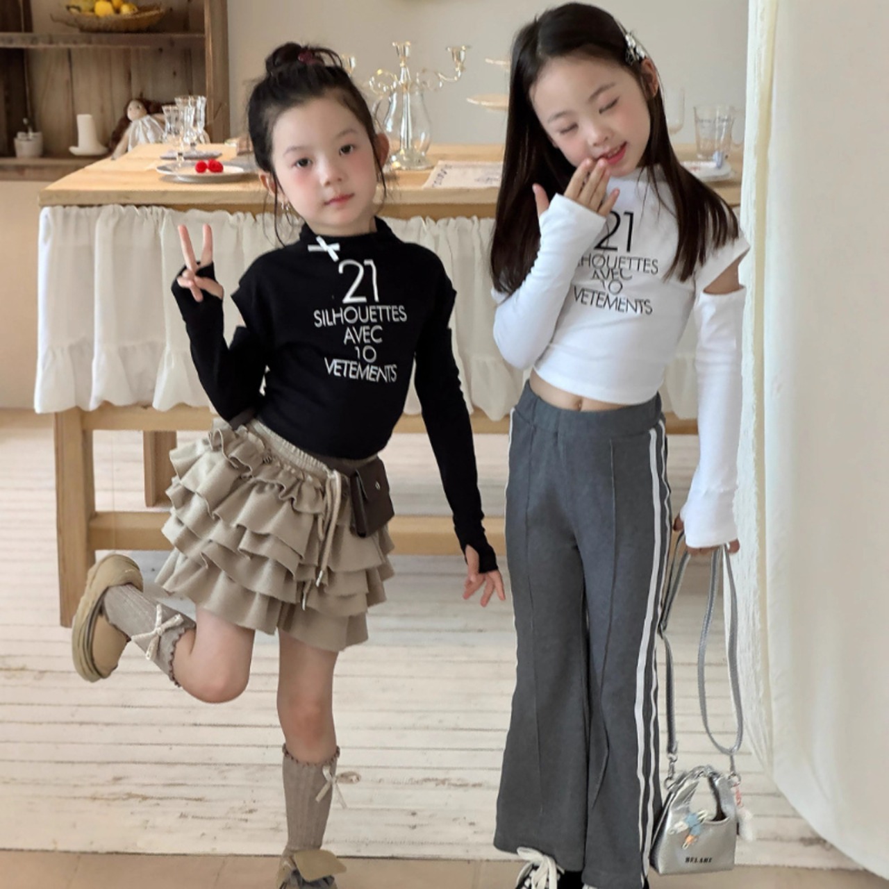 秋ハイウエストサイドストライプ フレアパンツ