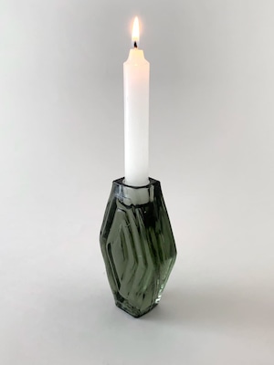 キャンドルホルダー ヘキサゴン スモーキー グリーン ガラス / Candle Holder Infinite Hexagon Smokey Green BR?T