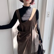 異素材レイヤードジャンパーSK/ブラウン