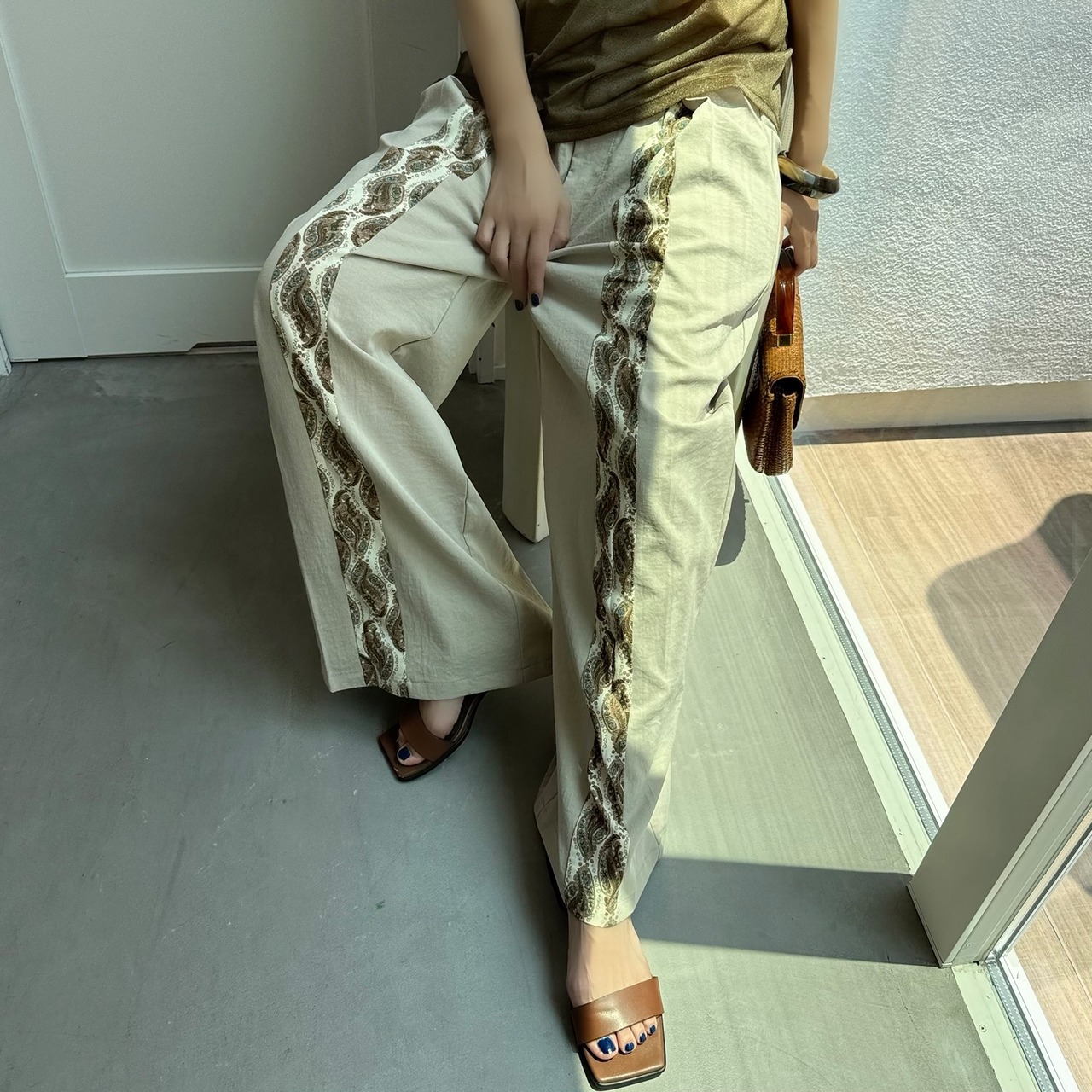 タックインペイズリーワイドPT/ベージュ