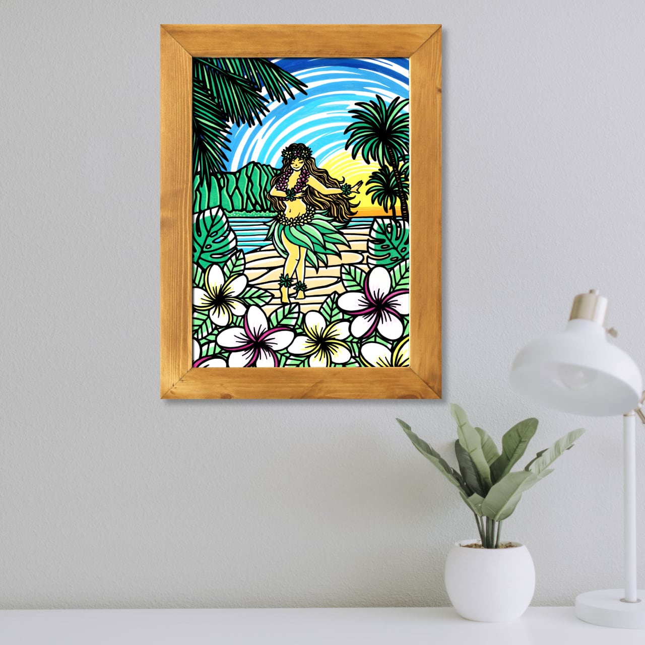 原画】Wood Panel A3 Size（Sunny Hula）with Frame | TAMO ART GALLERY