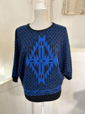 vintage black × blue dolman sleeve sweater made in U.S.A