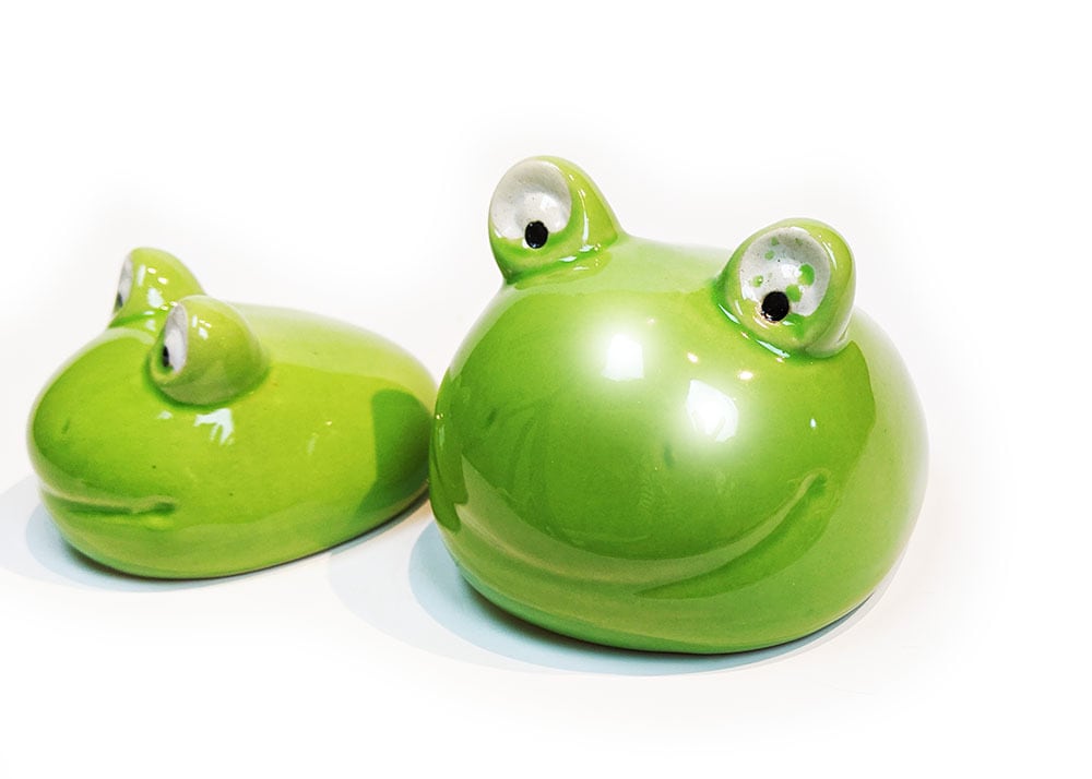 信楽焼、縁起物、親子蛙、大カエル、蛙陶器、陶芸工芸品、置物、庭