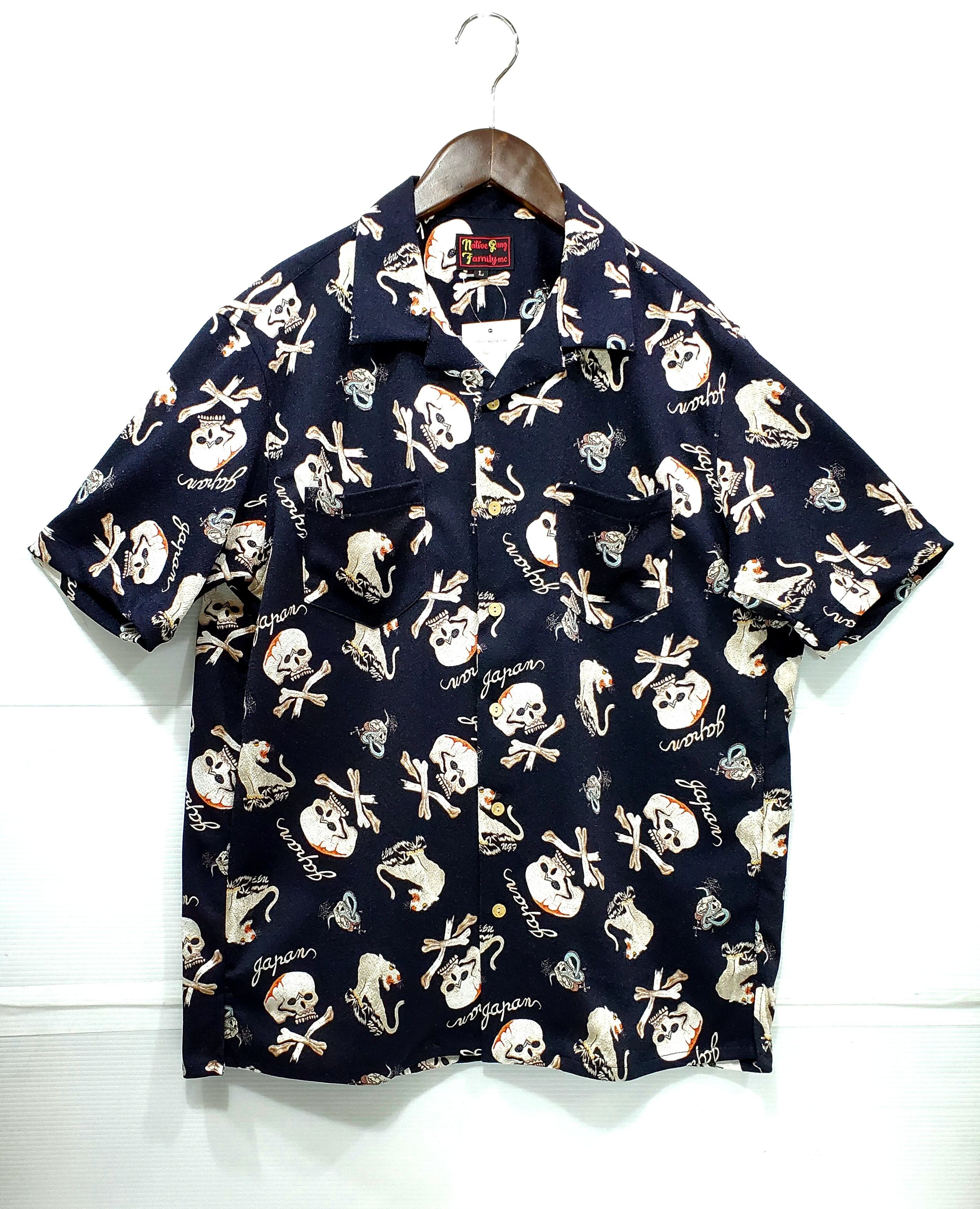N.G.F ヴィンテージスカル　ストレッチ縮緬シャツ