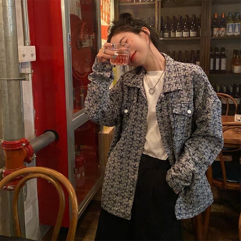 カジュアルルーズジャケット オータムトップス ロング ストリート 秋物 モンロー40645794786