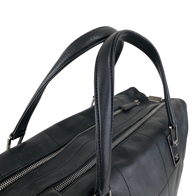 CHANEL シャネル ハンドバッグ ブラック チョコバー レザー ボストンバッグ vintage ヴィンテージ オールド 6gabx8