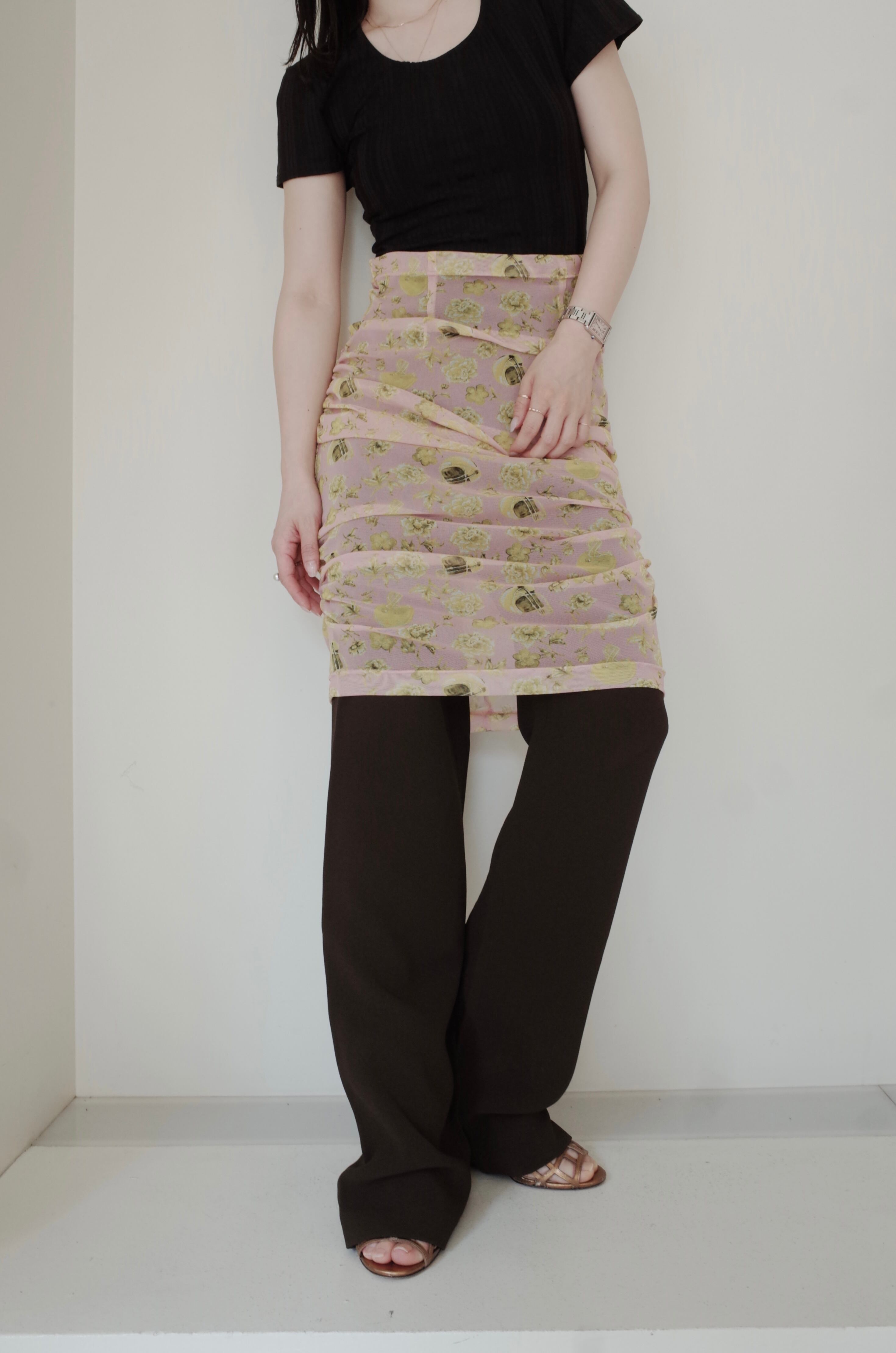 BELPER】PRINTED MESH SKIRT | theour
