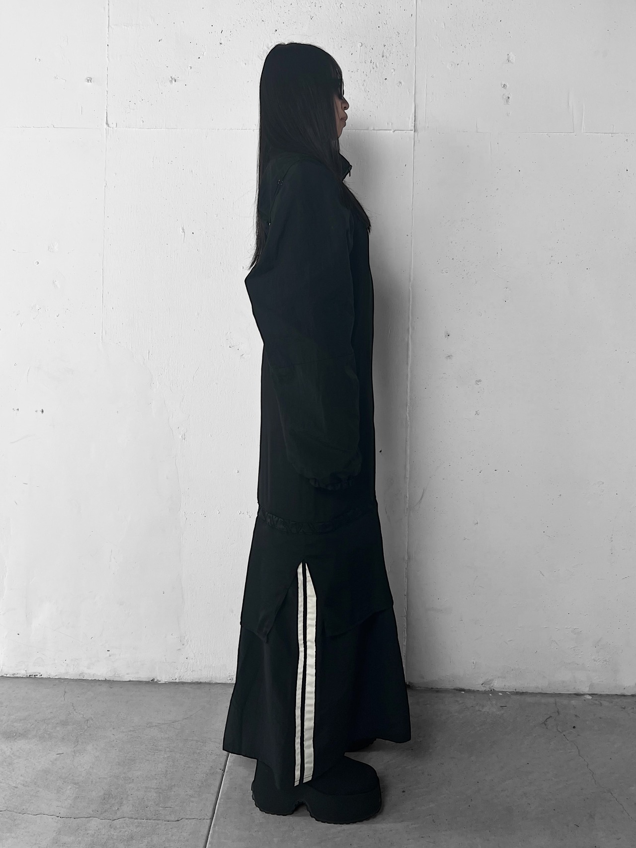 "再構築" Line Nylon switchover cami Maxi dress - 3