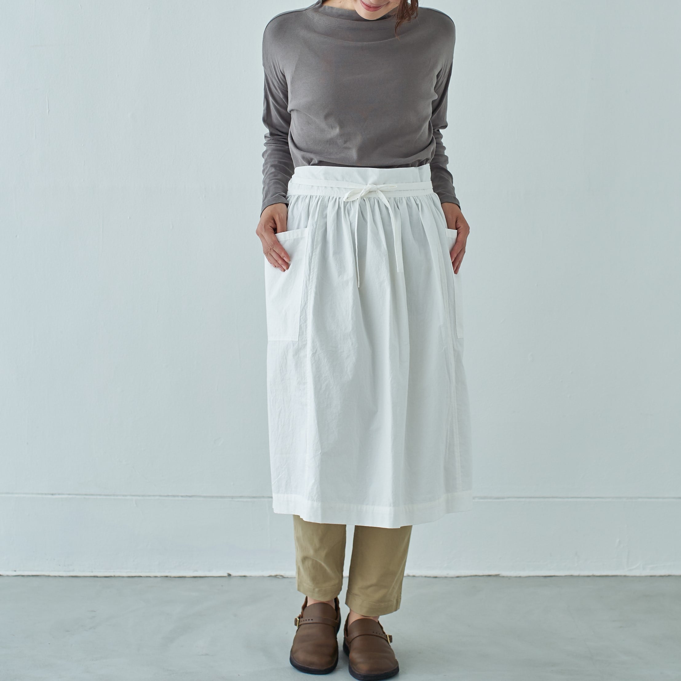 エプロンスカート　apron skirt / コットン　cotton / black・beige・white