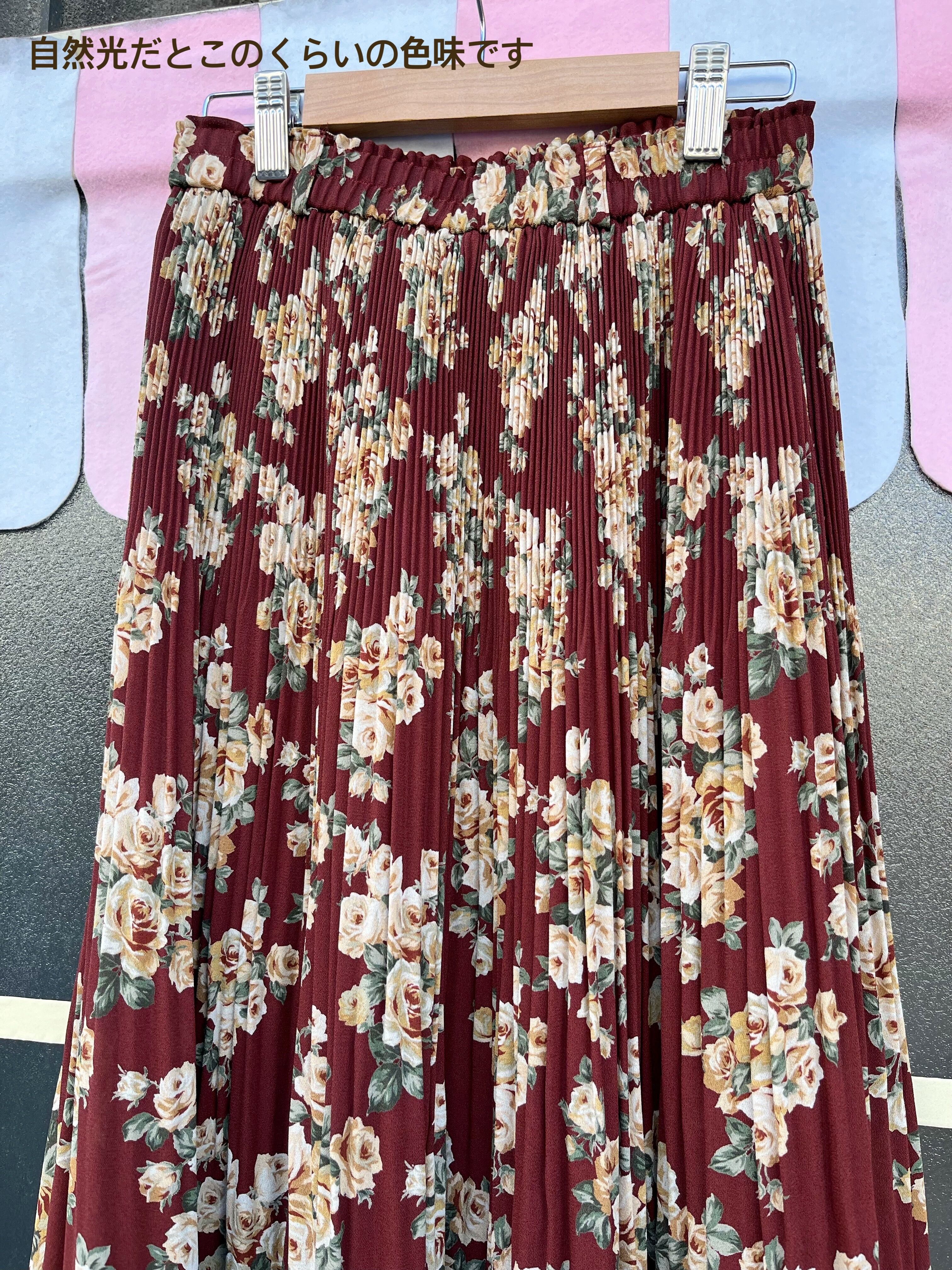 white rose pleats long skirt