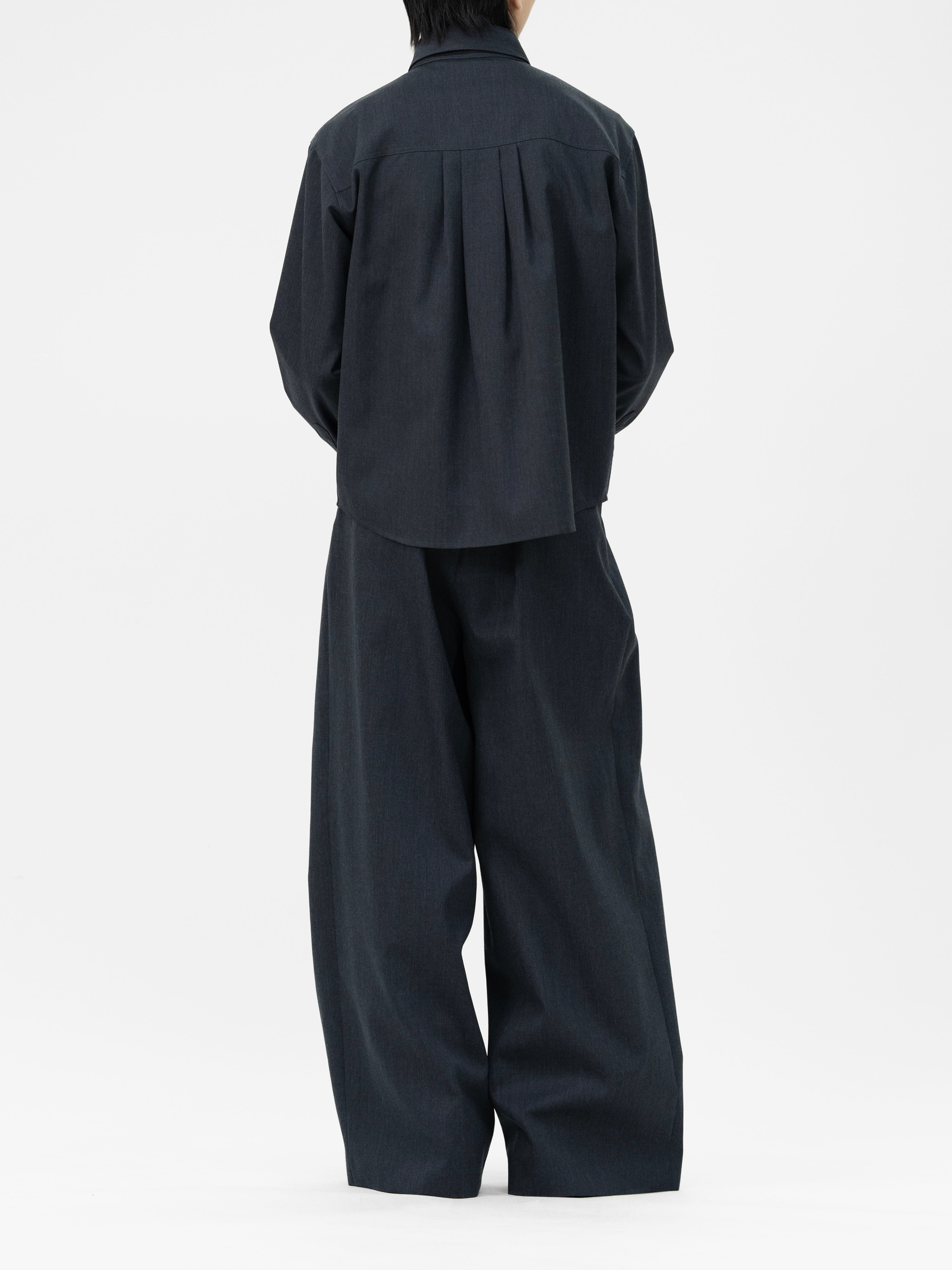 パンツ LAPIIS - WOOL GABARDINE TUCK TROUSERS HEAVY WOOL GABARDINE OVER WIDE TUCK TROUSERS【CHARCOAL】 | lapiis