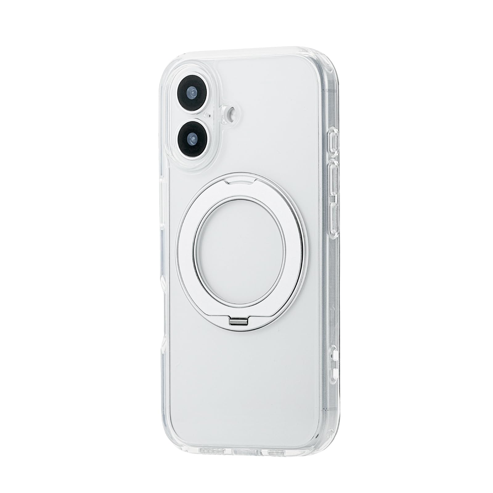 エレコム iPhone17 ケース カバー クリア 耐衝撃 衝撃吸収 マグネット MAGKEEP 回転式スタンド 縦・横置き ハイブリッド TPU エアークッション カメラ保護 ワイヤレス充電 シルバー PMWA25AMGSTKSV