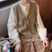 フラワー刺繍ケーブル編みニットベスト ・12281
