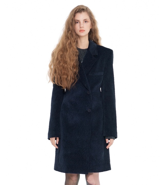 [ITZABIVE] ITZAVBIE LOGO CORDUROY COAT - NAVY 正規品 韓国ブランド 韓国通販 韓国代行 韓国ファッション イッザバイブ 日本 店舗