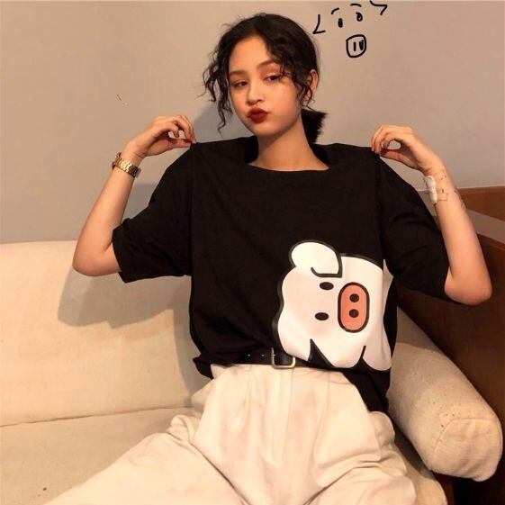 全2色 アニマル キャラクター ユニセックス ペア Tシャツ