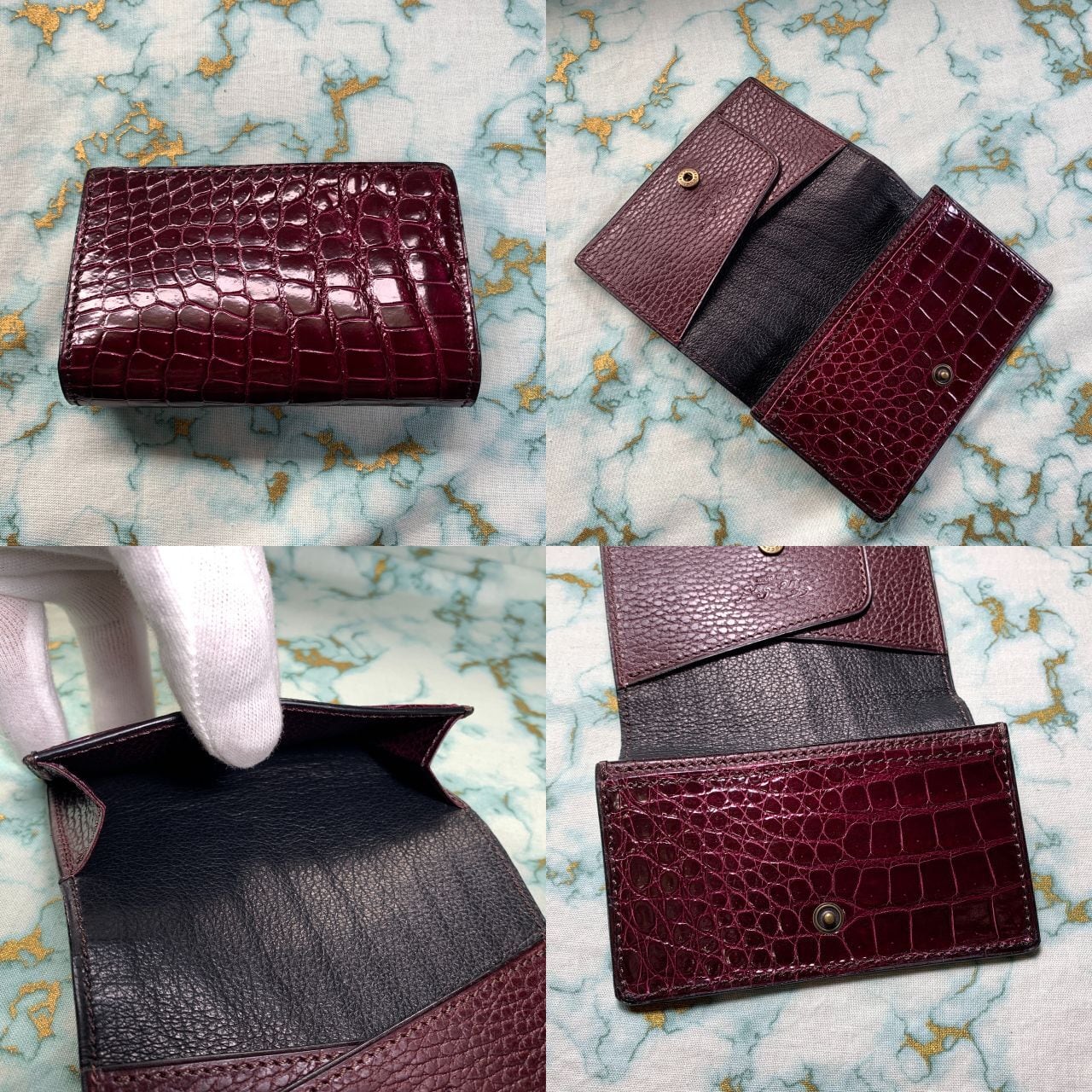 名刺入れ カードケース パスケース クロコ ポロサス ブラック 【T・MBH