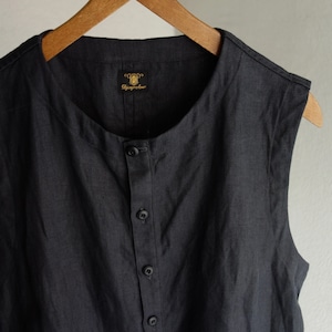 classic artisanal linen vest / charcoalgrey