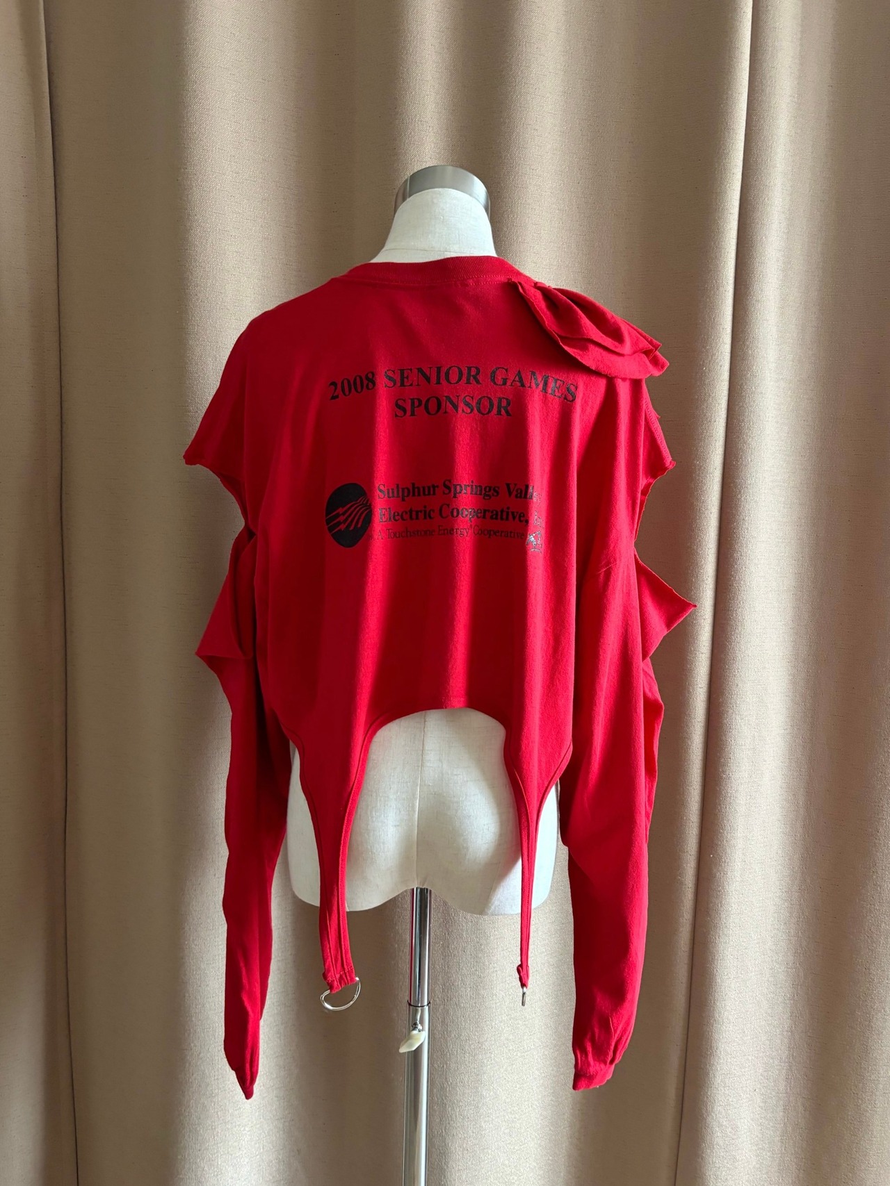 garter belt design red remake long t shirt-4357-9