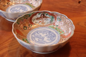 伊万里焼 色絵 龍鳳凰文 膾皿