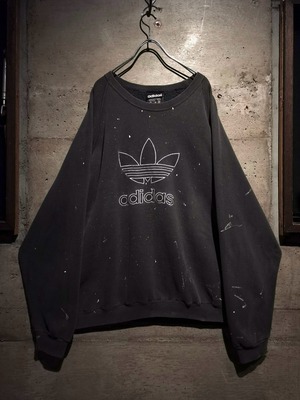 【Caka】"adidas" 90's Logo Embroidery Design Vintage Loose Painted Sweatshirt
