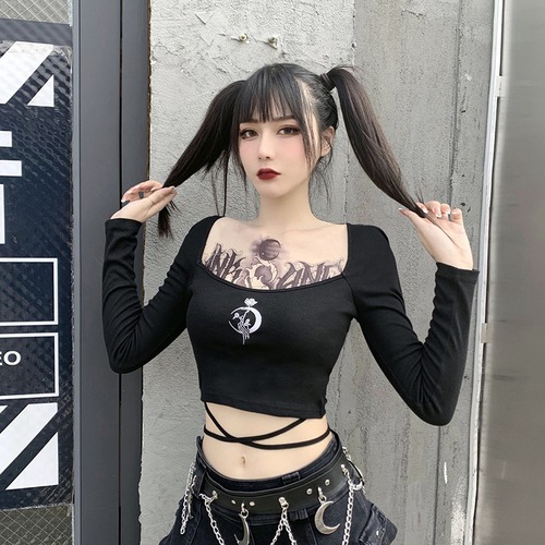 ✞✝✞ 刺繍ブラウス 大人女子☆♥カワイイ♥ブラックTシャツ ショート ロング スクウェア ✞✝✞ ゴスロリ SM ミリ 甘ロリ クラロリ 和ロリ エレガント 黒ロリ 姫ロリ 華ロリ AA-AA60148316426