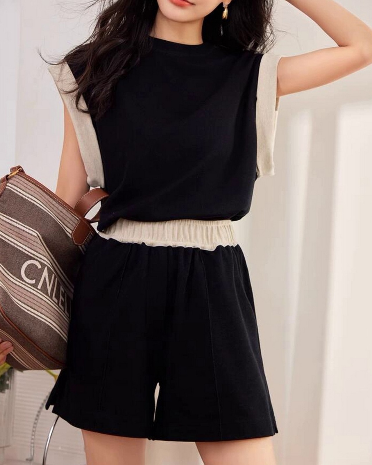 フレンチスリーブ&ショートパンツ セットアップ 2color A0164 - 4